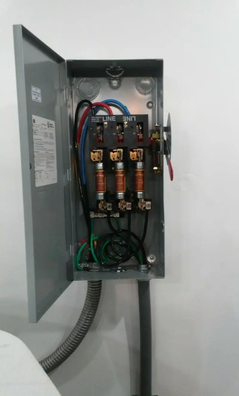 Three-phase disconnect switch installed for Electrical Wiring & Rewiring in Tiffin